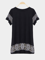 Wholesale Black Short Sleeve Geometrical Casual Dress