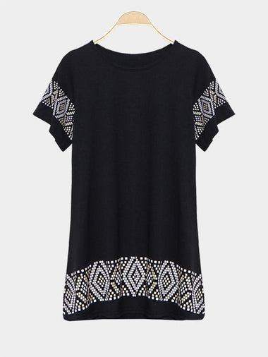Wholesale Black Short Sleeve Geometrical Casual Dress