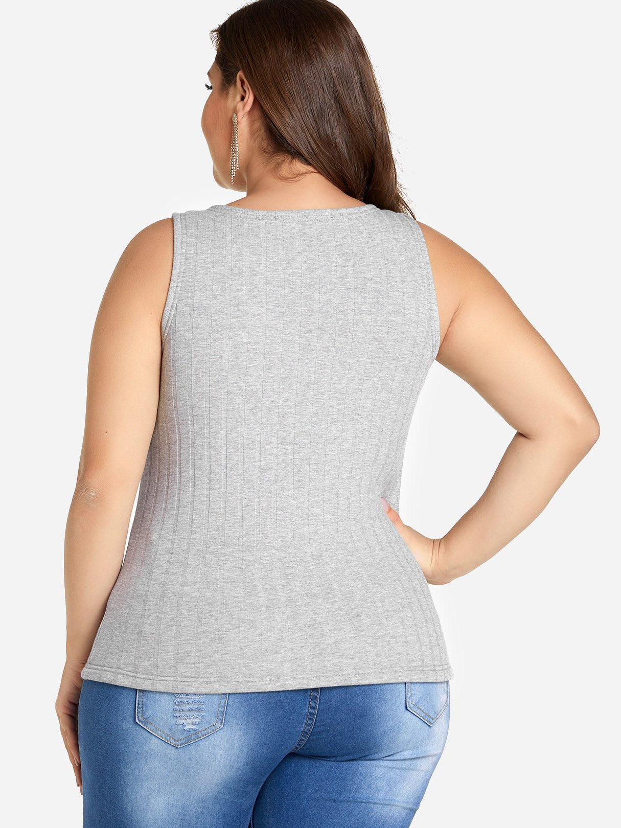 NEW FEELING Womens Grey Plus Size Tops