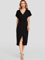 NEW FEELING Womens Black V-Neck Dresses