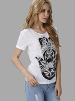 Wholesale Round Neck Printed Short Sleeve White Tees