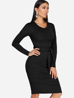 OEM Ladies Black Midi Dresses