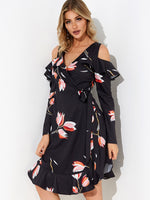 OEM Ladies Black Floral Dresses