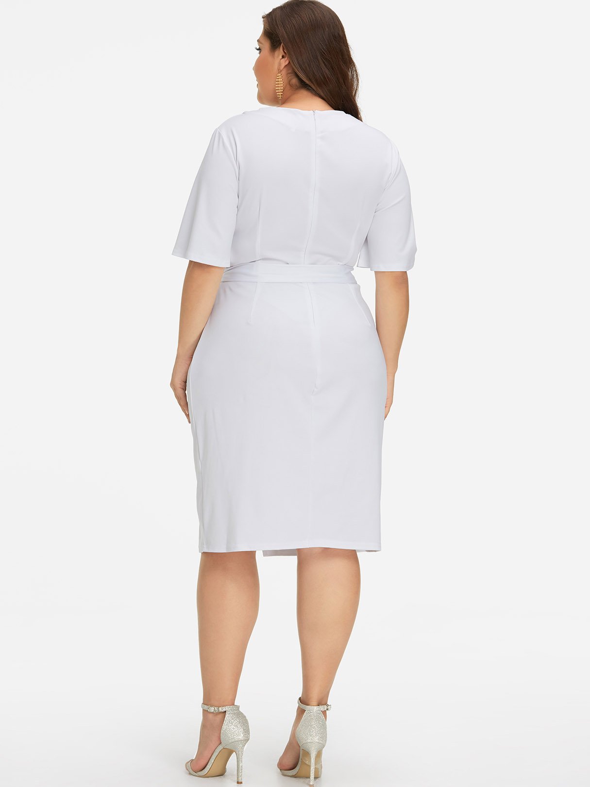 NEW FEELING Womens White Plus Size Dresses
