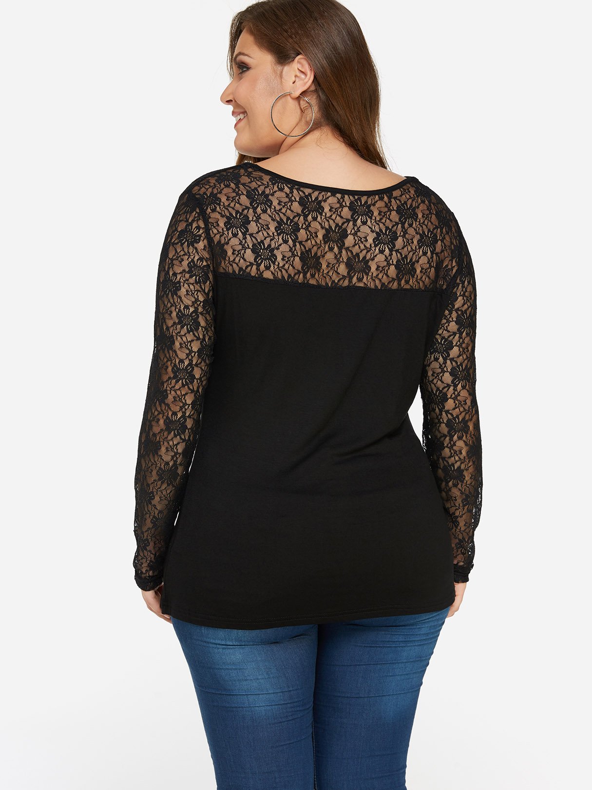 NEW FEELING Womens Black Plus Size Tops