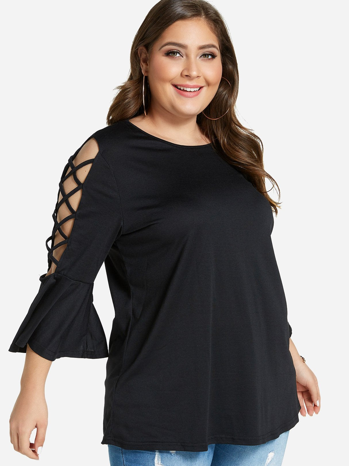 OEM Ladies Black Plus Size Tops