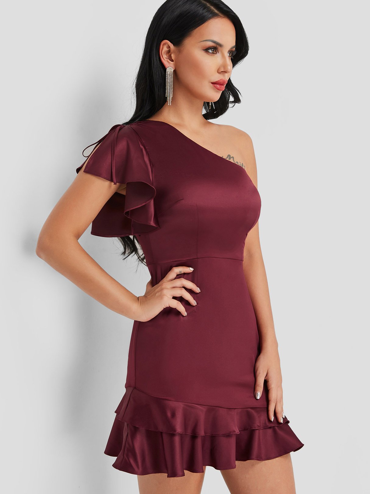 OEM Ladies Burgundy Sexy Dresses