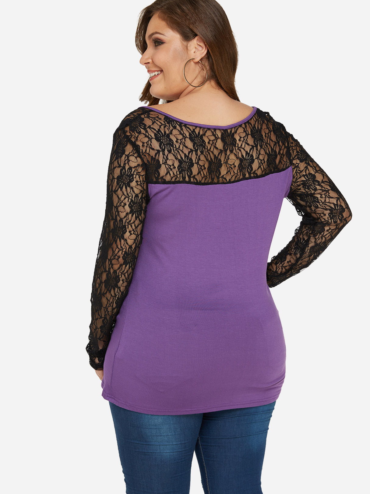NEW FEELING Womens Purple Plus Size Tops