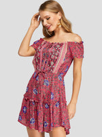 OEM ODM Womens Red Floral Dresses