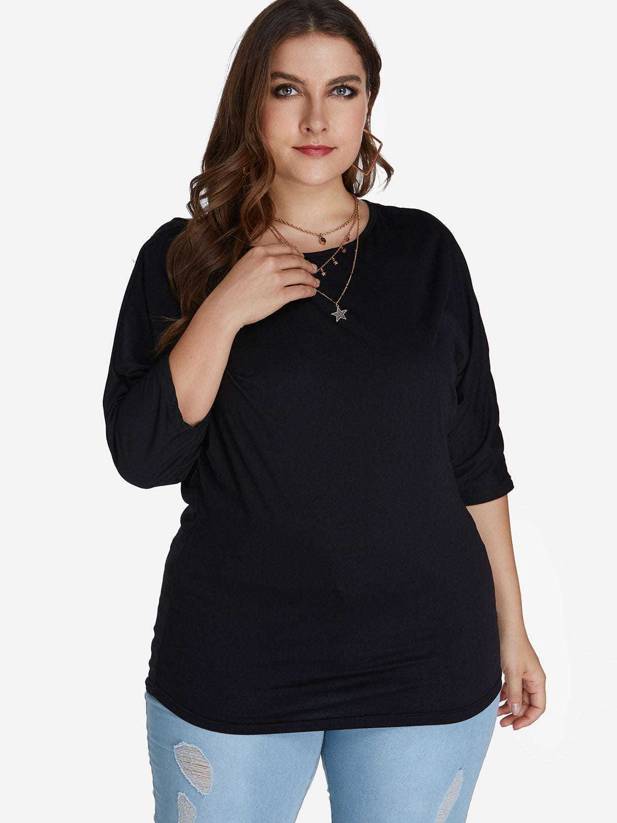 OEM Ladies Black Plus Size Tops