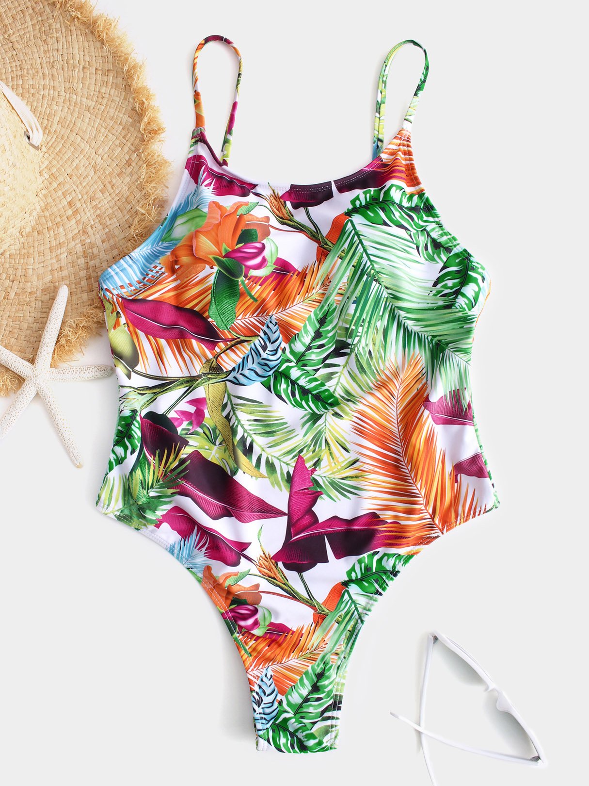 Wholesale Scoop Neck Floral Print Spaghetti Strap One-Pieces