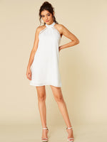 NEW FEELING Womens White Casual Dresses
