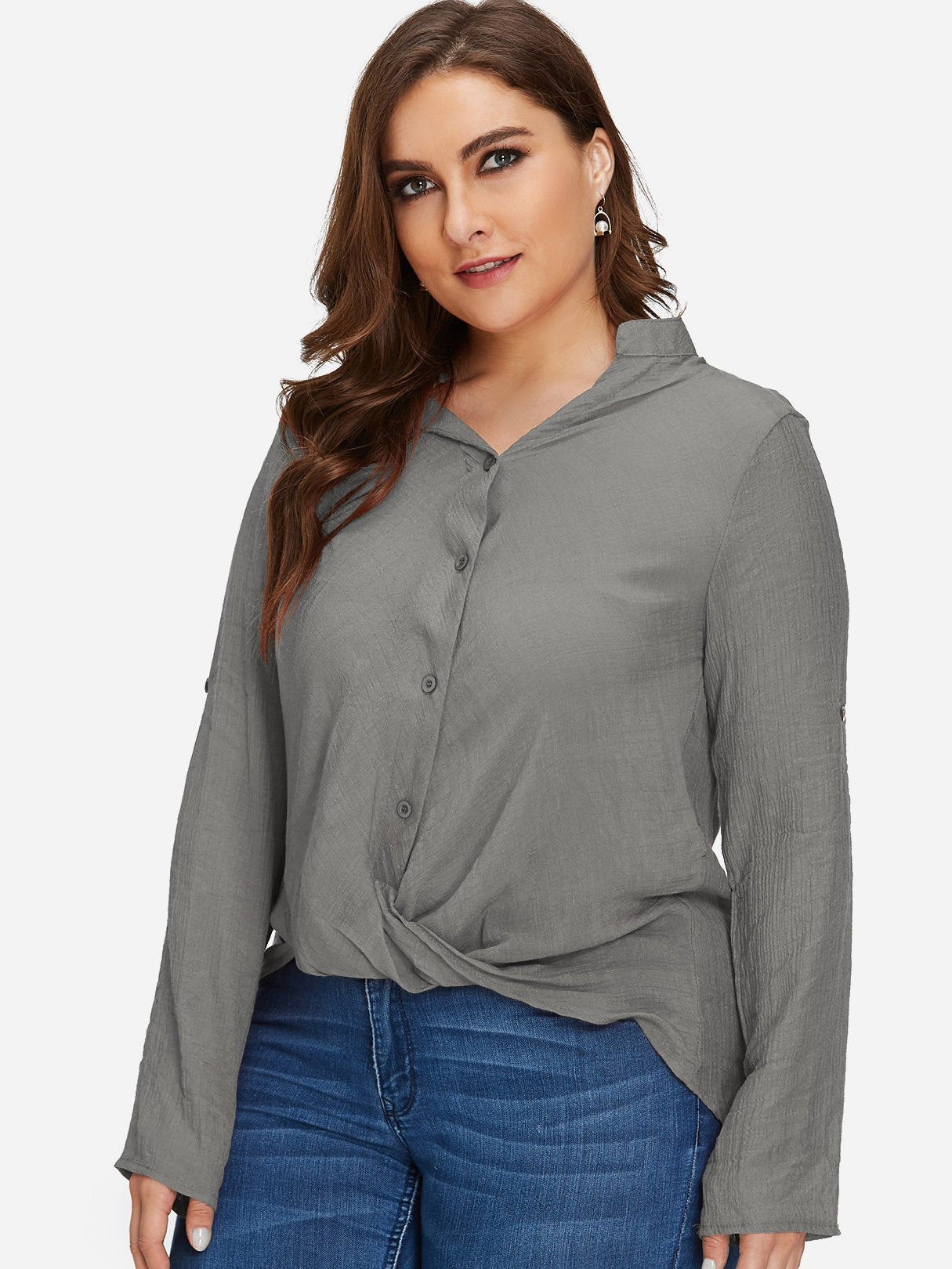 OEM Ladies Grey Plus Size Tops
