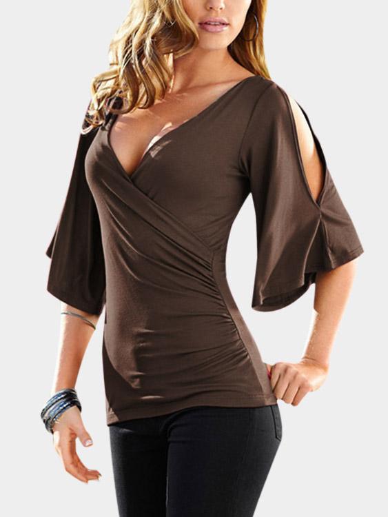 Custom Ladies Deep V Neck Blouses