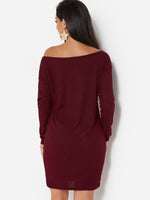 NEW FEELING Womens Burgundy Casual Dresses
