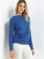 Wholesale Round Neck Plain Pleated Long Sleeve T-Shirts