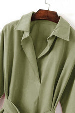 OEM Ladies Khaki V-Neck Dresses