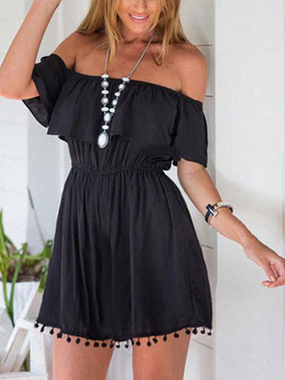 OEM Ladies Black Off The Shoulder Dresses