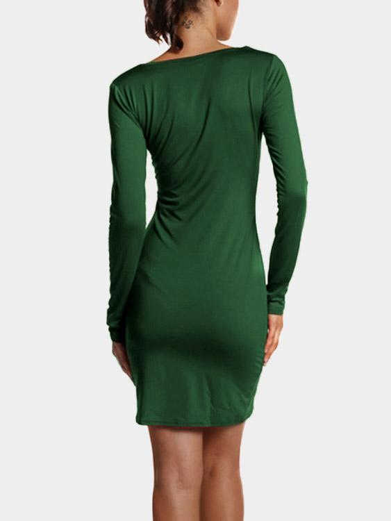 NEW FEELING Womens Army Green V-Neck Dresses