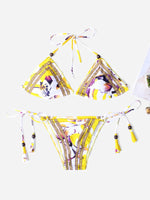 Wholesale Floral Print Sleeveless Yellow 2 Piece Bikini