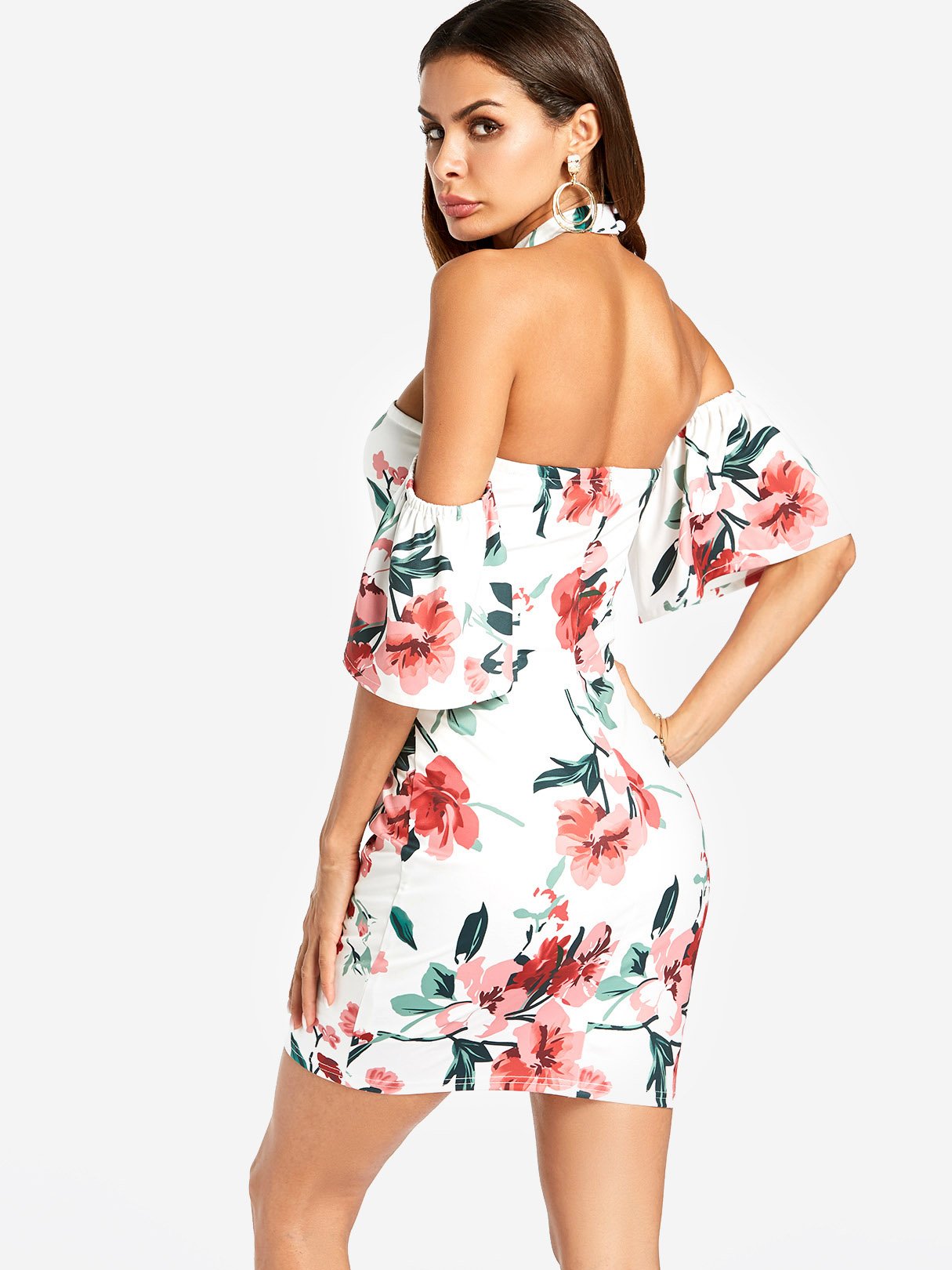 NEW FEELING Womens White Floral Dresses