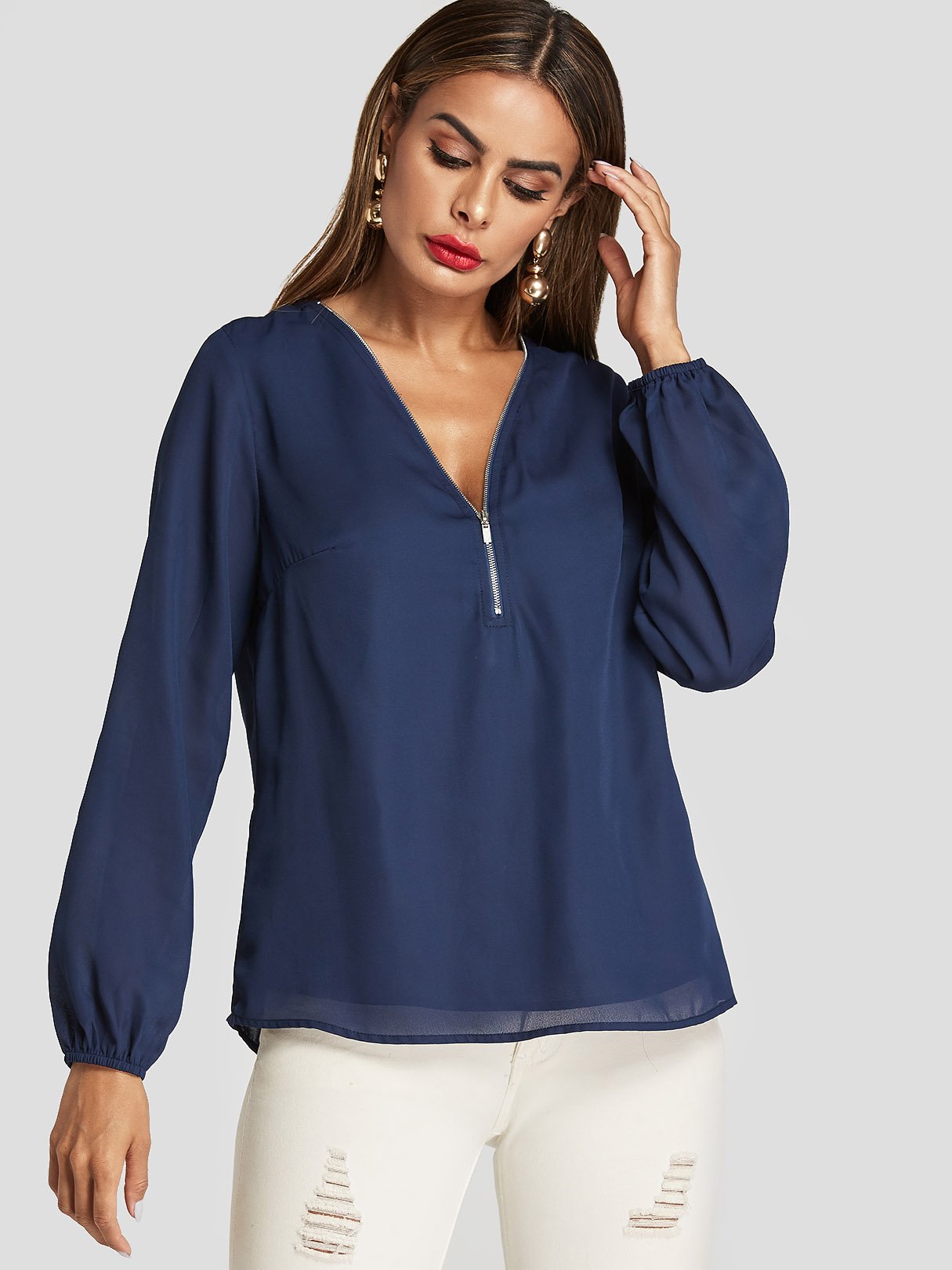 OEM Ladies Navy Blouses