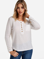 Wholesale Crew Neck Plain Side Pockets Long Sleeve T-Shirts