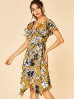 OEM Ladies Yellow Floral Dresses