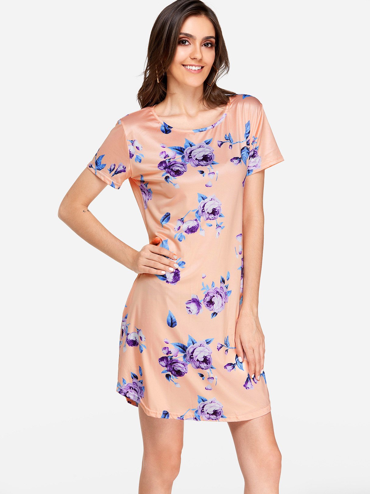 Custom Womens Floral Print Mini Dresses