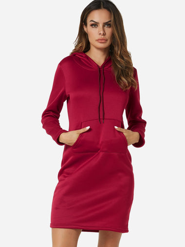 Wholesale Pullover Long Sleeve Hooded Casual Dress