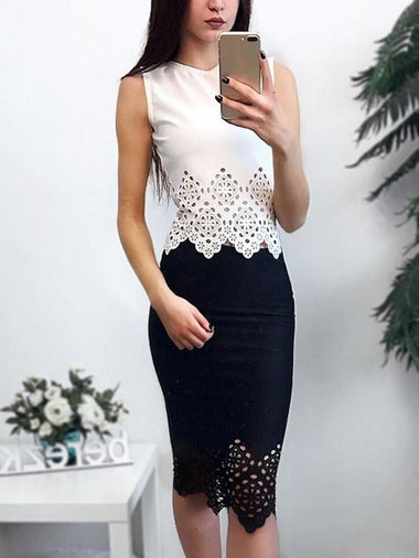Wholesale Round Neck Plain Sleeveless Bodycon Hem White Camis