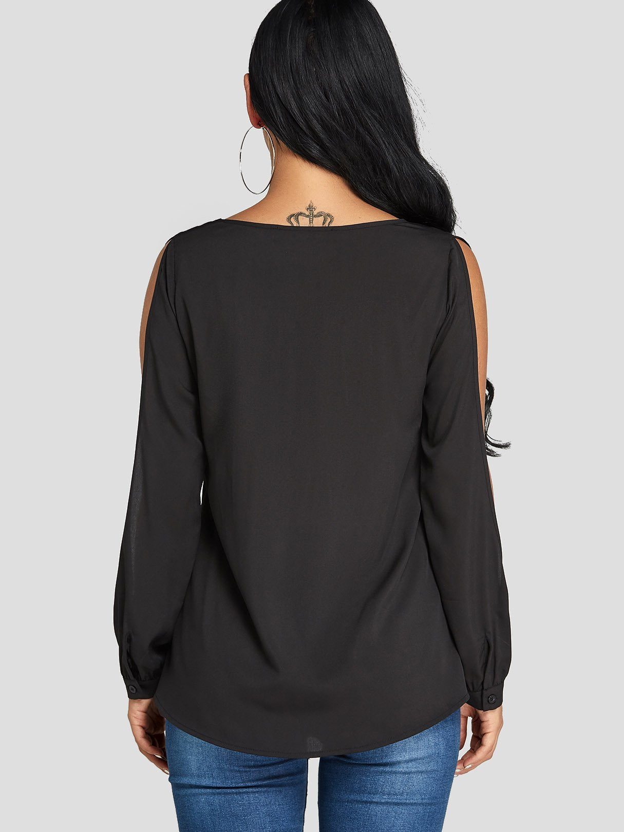 NEW FEELING Womens Black Blouses