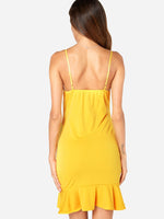 NEW FEELING Womens Yellow V-Neck Dresses