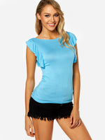 Wholesale Round Neck Plain Short Sleeve Blue T-Shirts