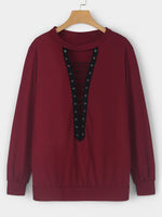 Wholesale Crew Neck Deep V Neck Lace-Up Cut Out Long Sleeve T-Shirts