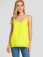 Wholesale V-Neck Spaghetti Strap Sleeveless Yellow Blouses