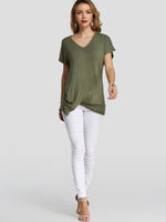 NEW FEELING Womens Army Green T-Shirts