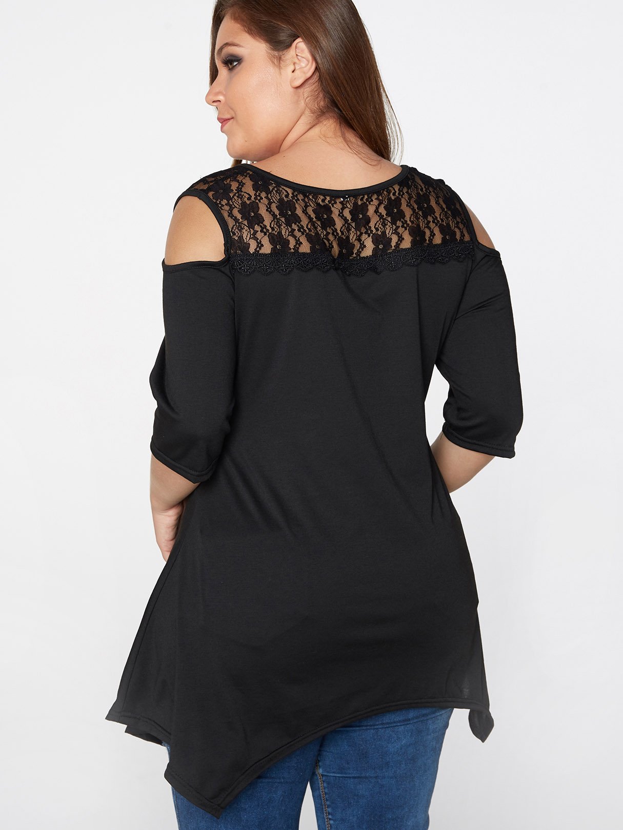 NEW FEELING Womens Black Plus Size Tops