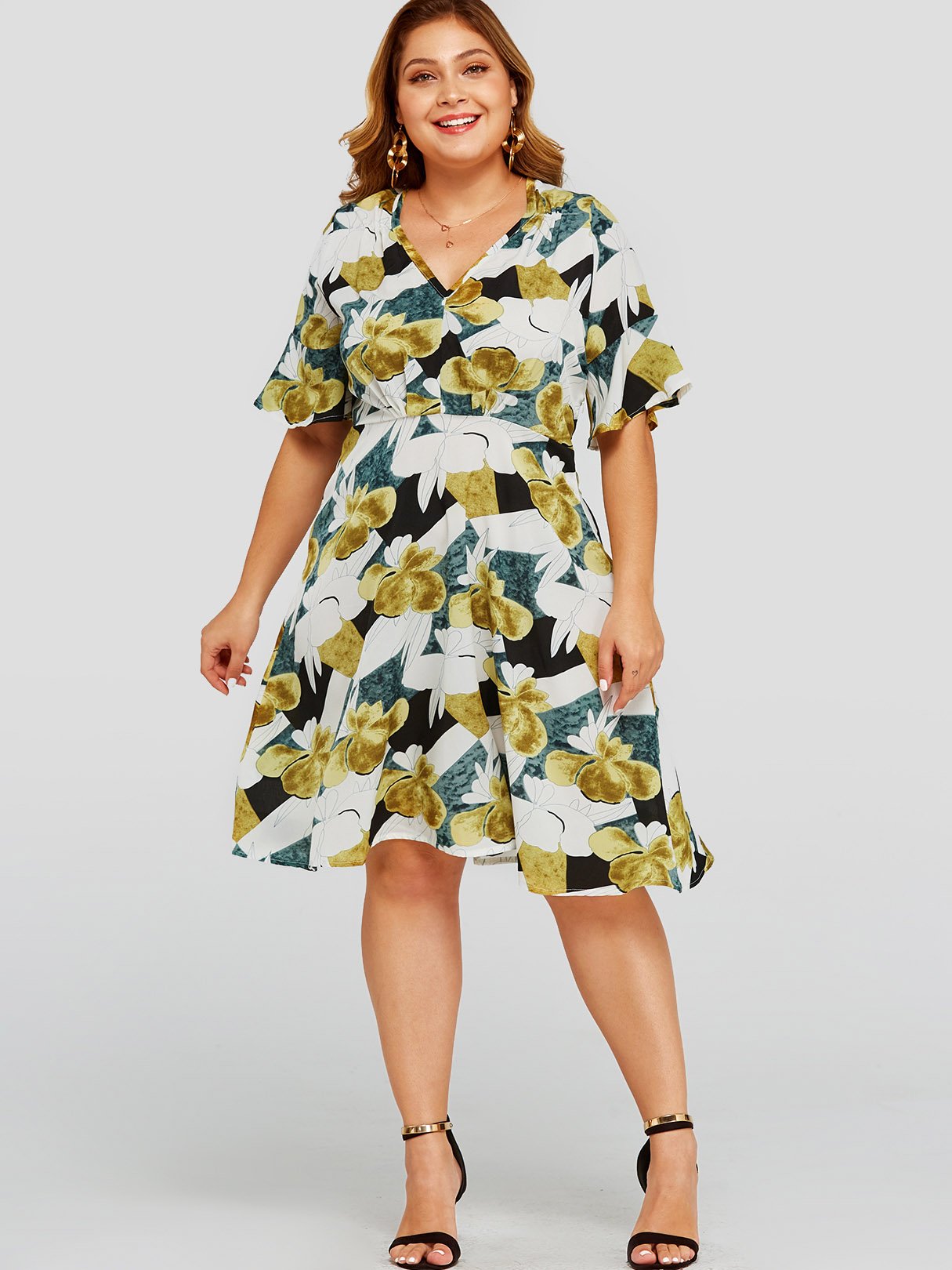 NEW FEELING Womens Floral Plus Size Dresses