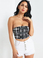 Wholesale Tube Top Grid Sleeveless Camis