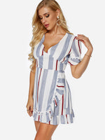 OEM Ladies Striped V-Neck Dresses
