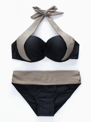 Wholesale Backless Halter-Neck Bikini Set With Padded Chest