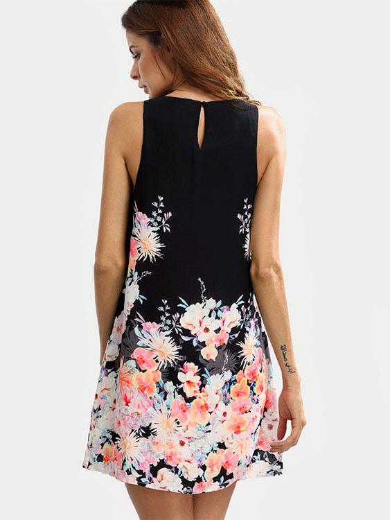 NEW FEELING Womens Black Floral Dresses