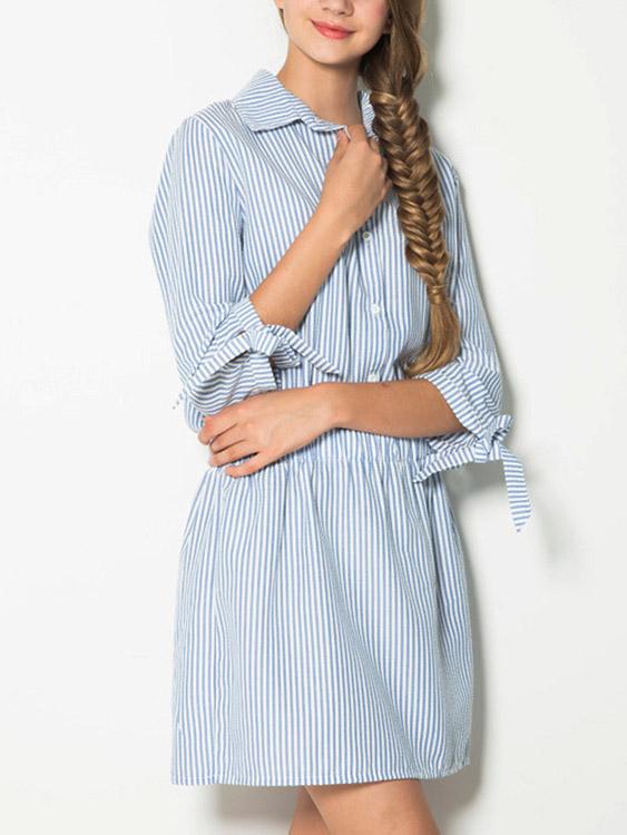 OEM Ladies Striped Shirt Dresses