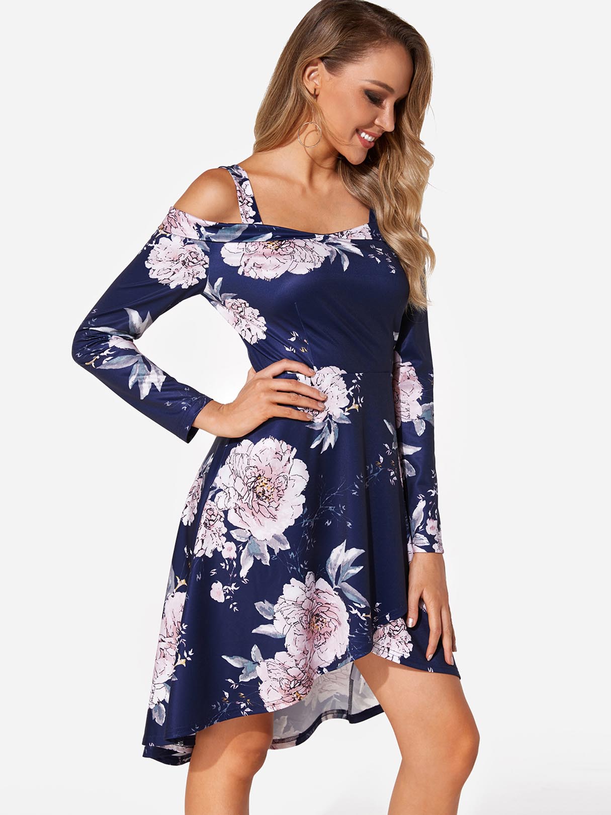 OEM Ladies Navy Floral Dresses