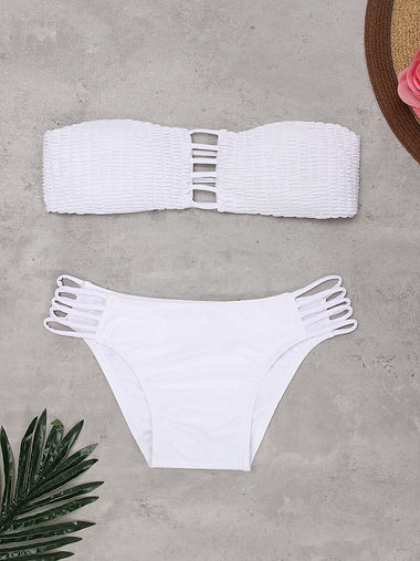 Wholesale White Sleeveless Two Piece Bikinis