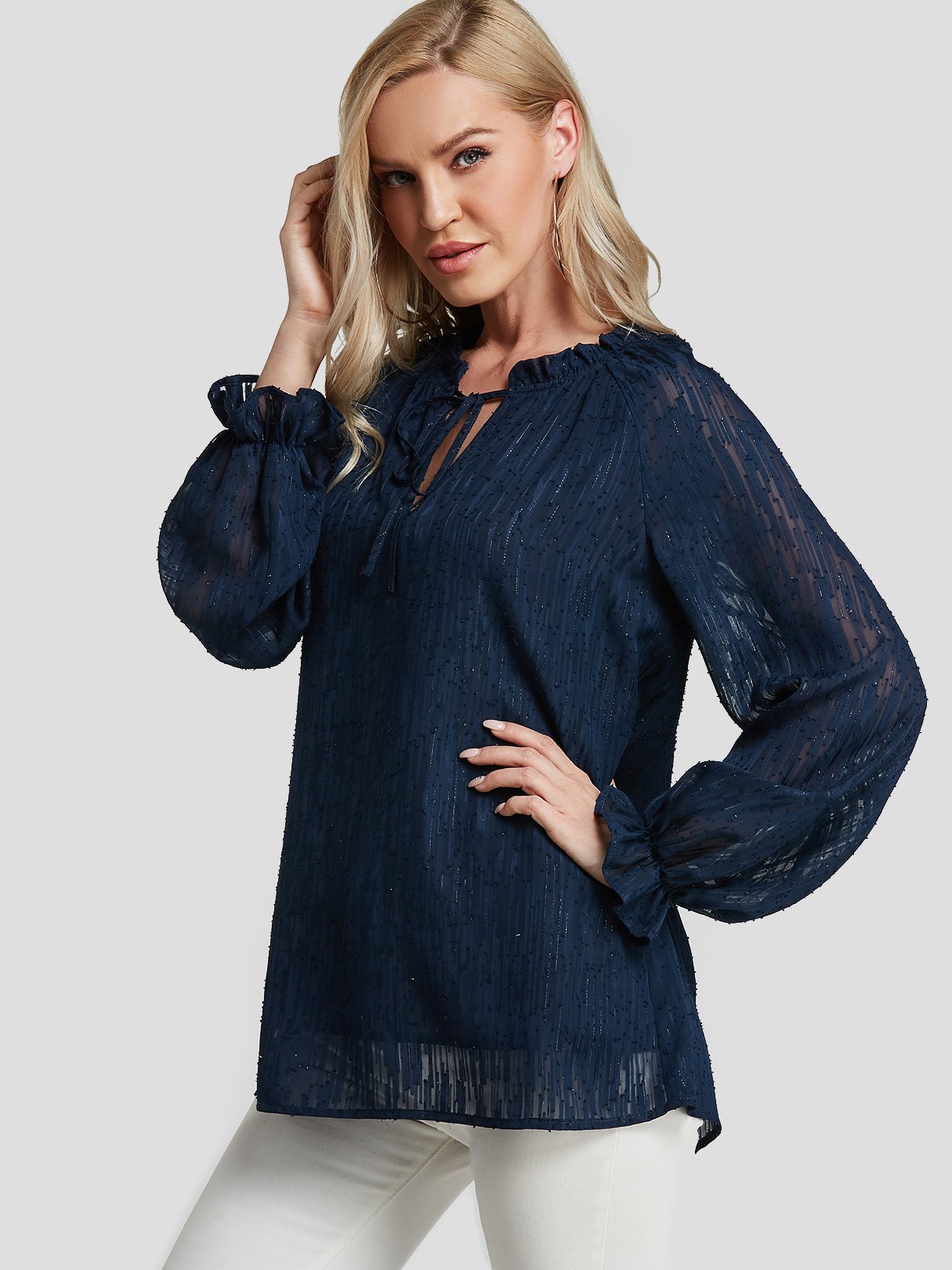 Wholesale Long Sleeve Navy Blouses