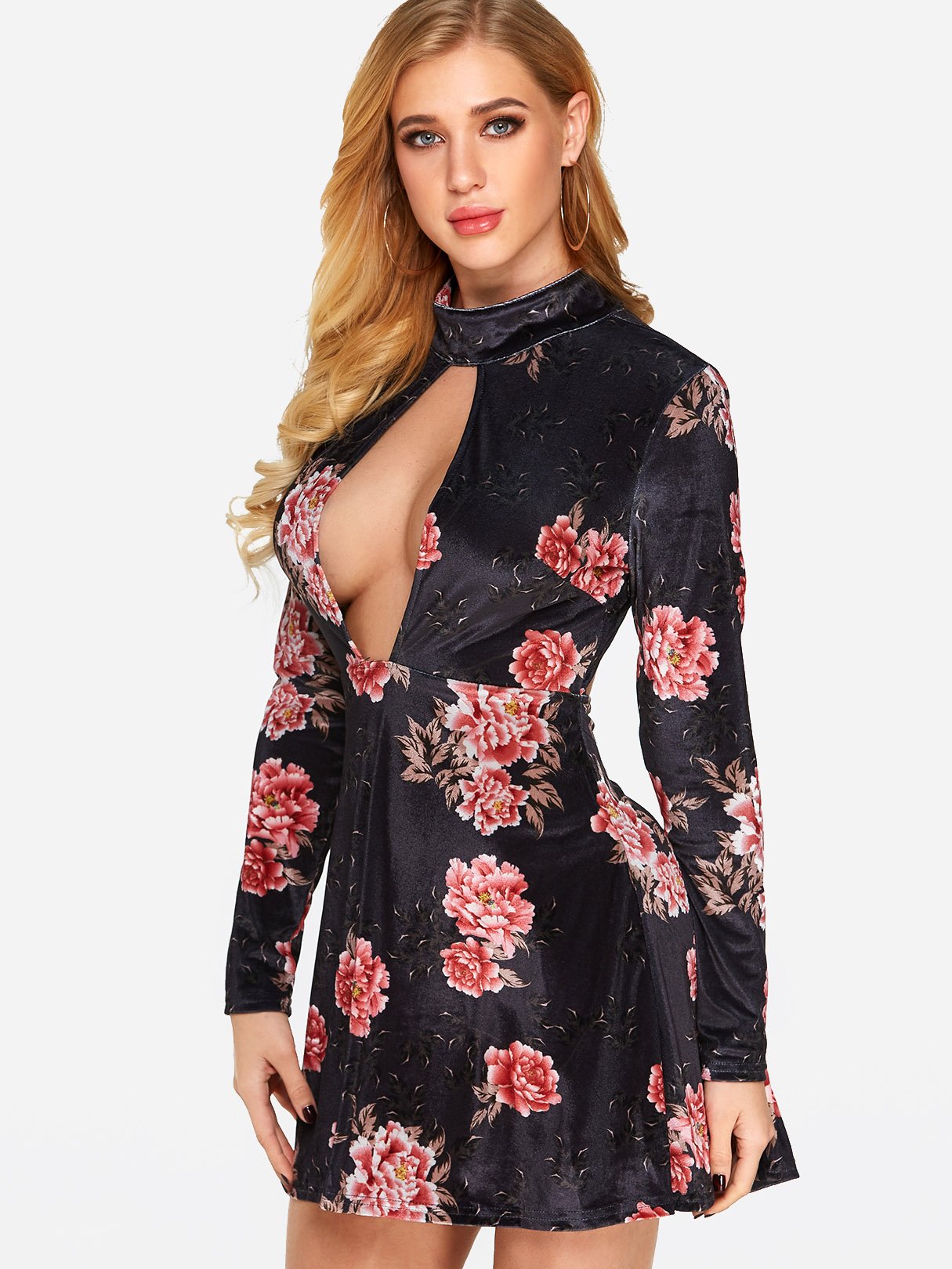 OEM Ladies Black Floral Dresses