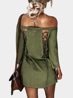 NEW FEELING Womens Army Green Mini Dresses