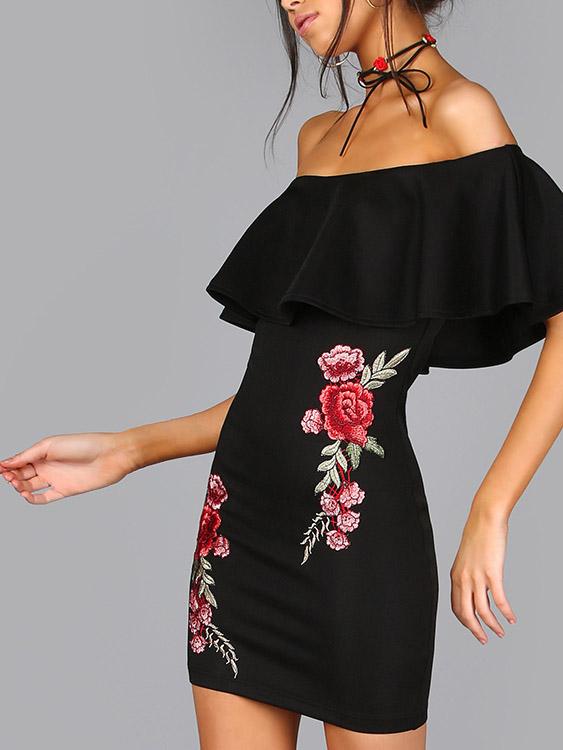 OEM Ladies Black Off The Shoulder Dresses